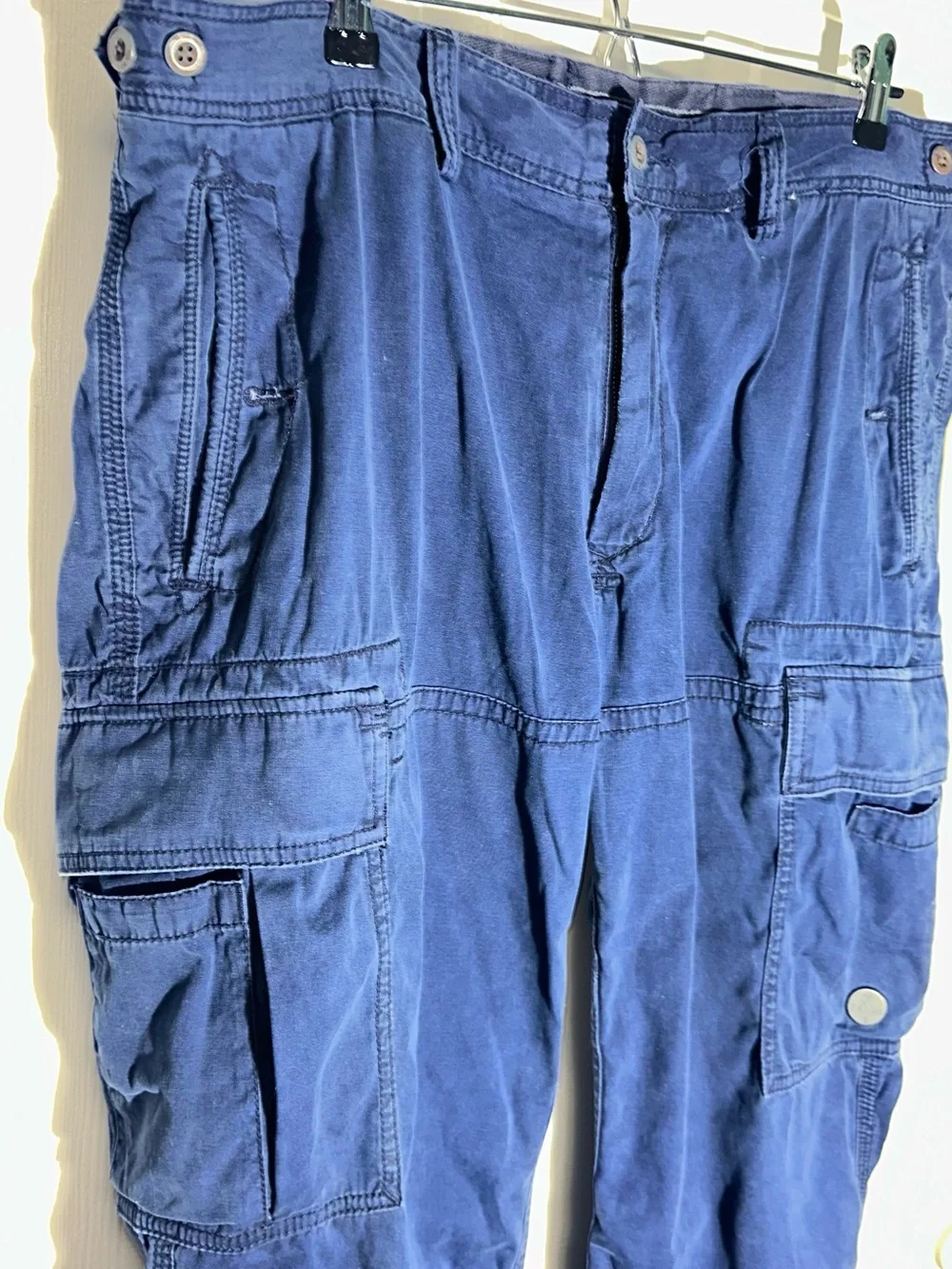 Vintage Polo Ralph Lauren Military Cargo Pants Cotton Blue Size 36x30  AA22
